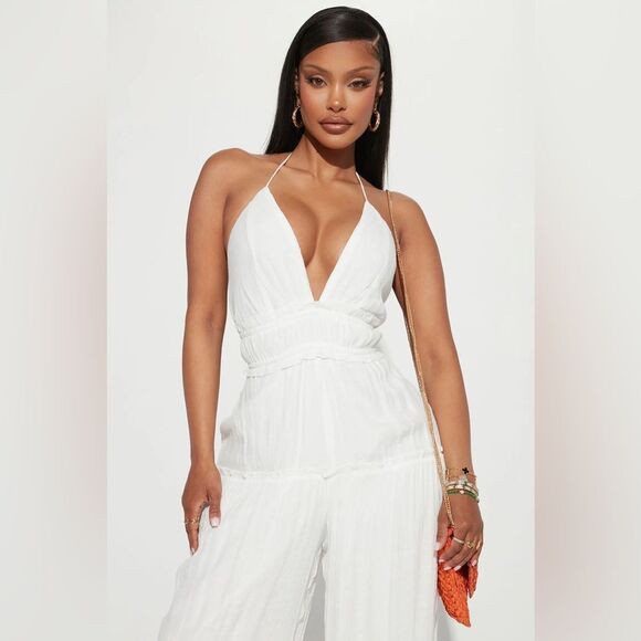 Gianna Gauze Jumpsuit - White - Picture 1 of 3